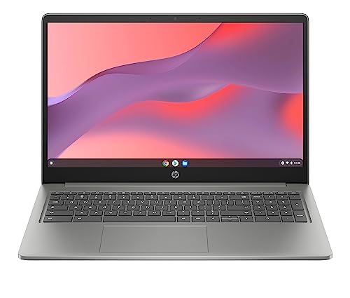 HP Chromebook Plus 15-nb0000sl avec Google AI - Ordinateur portable 15.6' FHD IPS anti-éblouissement (Intel Core i3-N305, RAM 8 Go, 128 Go UFS, AZERTY, carte graphique Intel UHD, Wi-Fi, webcam HDn ChromeOS) Coloris Argent rock