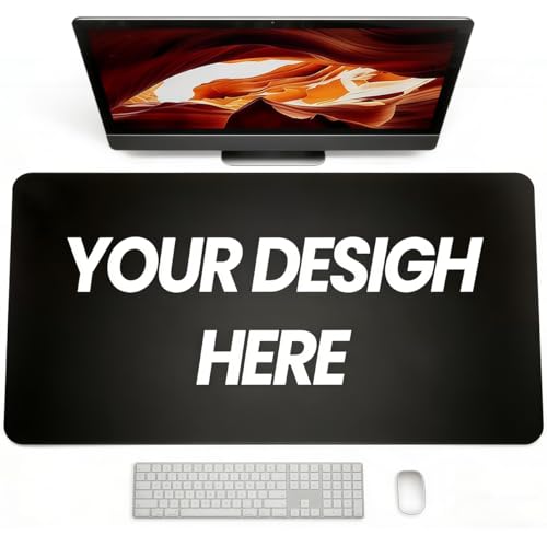 Personalised Large Mouse Mat with Custom Logo/Text Extended Desk Pad with Non-Slip Base for Professional Gaming & Business Office Workspace (90 x40 cm)
