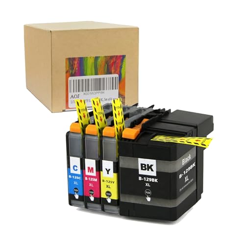 AOJ LC125XL LC129XL Ink Cartridge Compatible with Brother MFC-J6720DW MFC-J6520DW MFC-J6920DW Inkjet Printer, Set of 4
