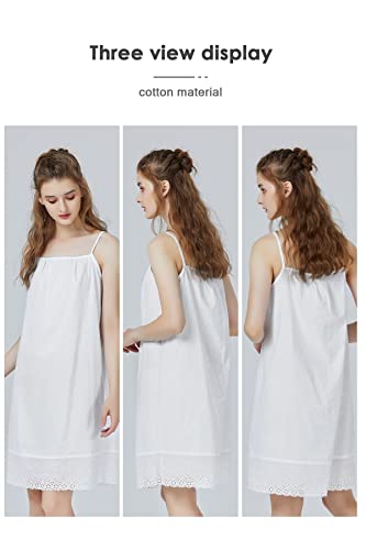 Image of BEAUTELICATE 100% Cotton Full Slip 1920s Vintage Dress Extender With Embroidered Lace