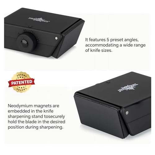 Image of The Innovative Knife Sharpener - Patented Multi-Angle Premium Rolling Knife Sharpener with Extra Replacement Head for Chef's, Fruit, and All Steel Knives (Black)