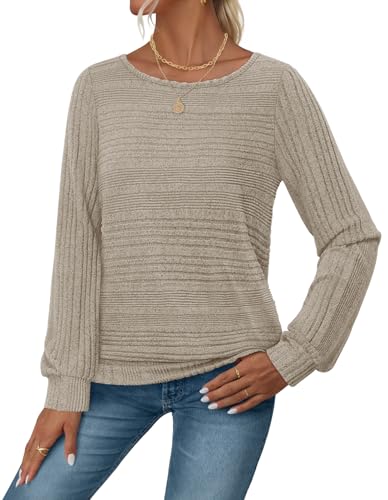 MEROKEETY Women's 2025 Fall Lightweight Sweater Shirt Long Sleeve Boat Neck Ribbed Knitted Tunic Pullover Tops