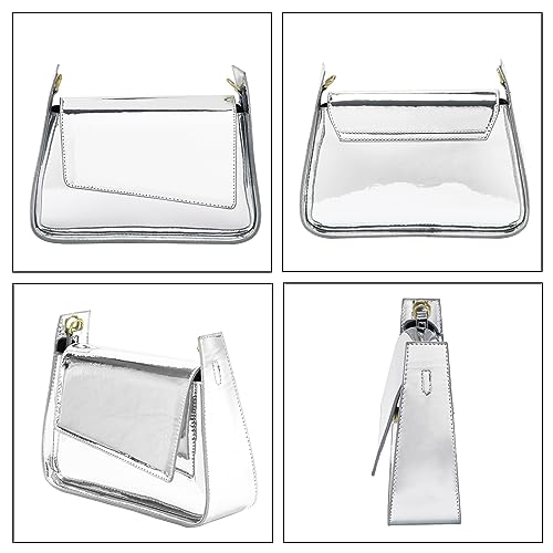 Image of Womens Y2k Sparkly Silver Hobo Bag Tote Evening Bag Metallic Clutch Satchel Shoulder Bag for Wedding Party Prom