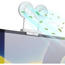 Monitor Fan with 2 Rotating Heads 3 Speed Heavy Duty Clamp USB Powered Cooling Fan for Office Desk & Laptop