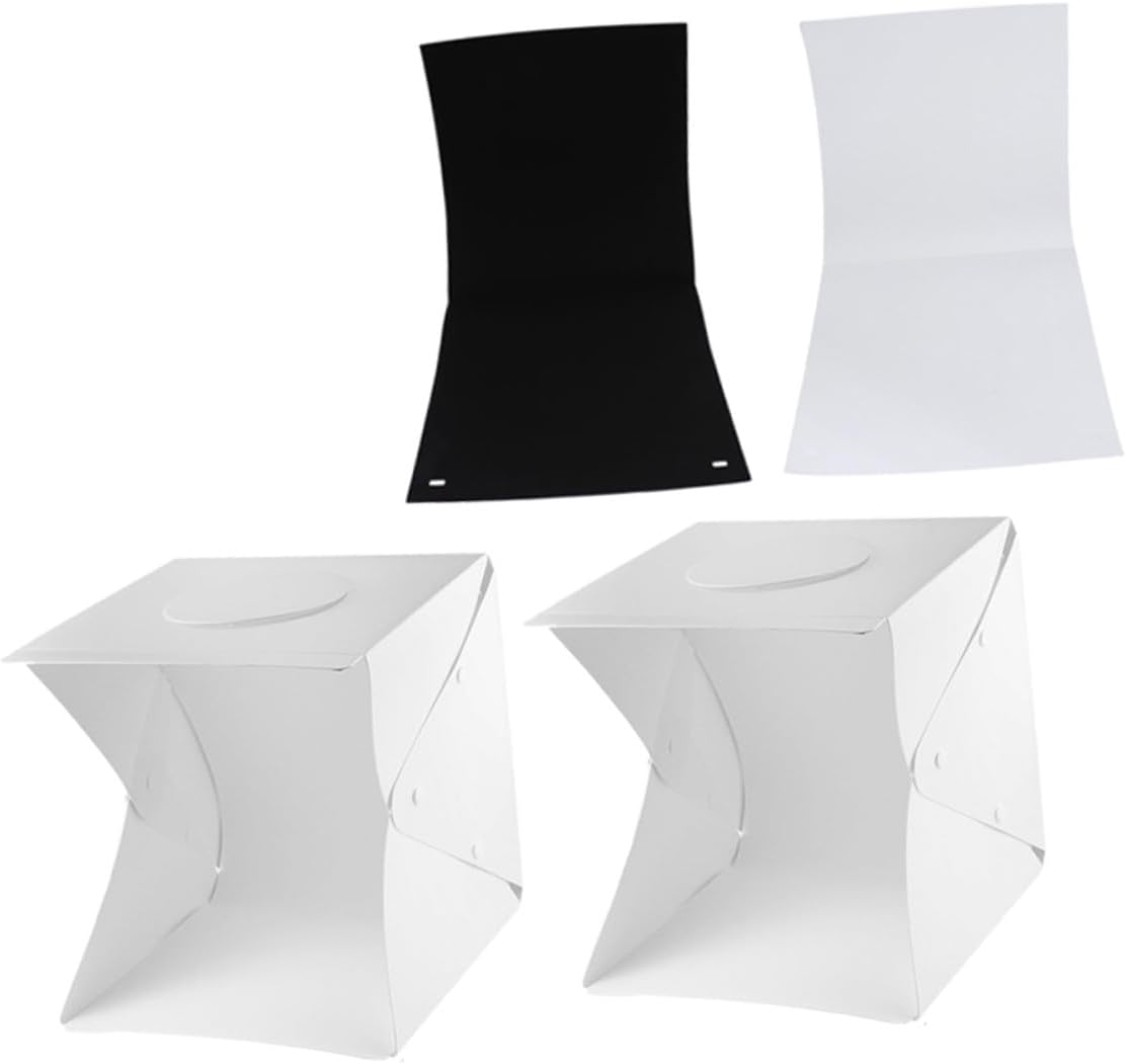 Mikikit Portable 30cm Photo Light Box Tent Kit with LED Soft Glow Lights Black and White Backdrops Photography Tent for Product Shooting and Jewelry Photography