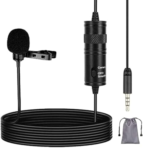 Microphone Cravate omnidirectionnel, Mcoplus LVD600 Micro-Cravate Externe 3,5 mm pour téléphone, DSLR, Appareil Photo, caméscopes, enregistreur Vocal, Ordinateur (6 m / 19 pi)