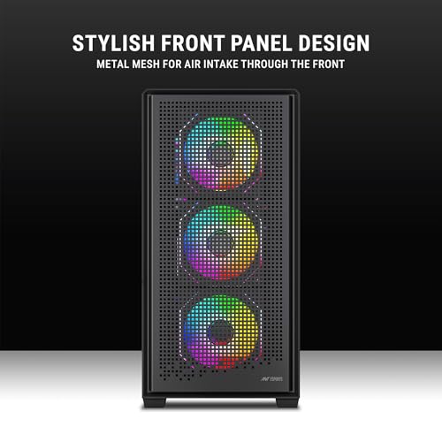 Image of Ant Esports EVO 360 Lite Mid-Tower Computer Case /Gaming Cabinet - Black | Support E-ATX, ATX, Micro-ATX, Mini-ITX | Pre-Installed 4 ARGB Fans