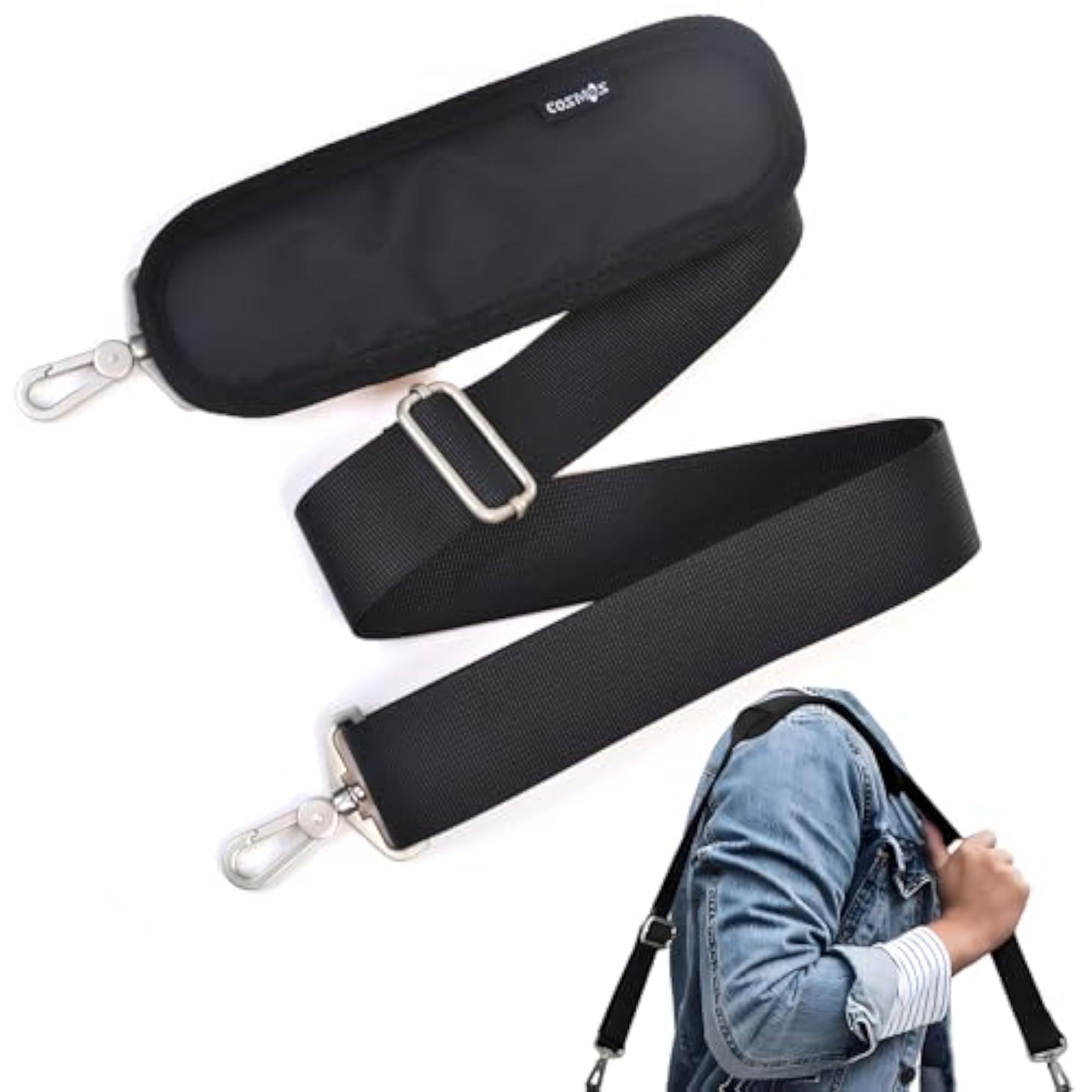 Adjustable Padded Shoulder Strap for Travel Bags, Black
