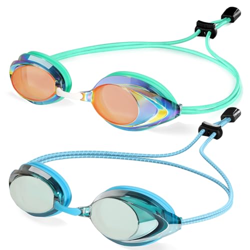 ITOWE 2 Pack Competitive Swim Goggles, Swimming goggles Adult For Men Women Youth Bungee Strap Soft...