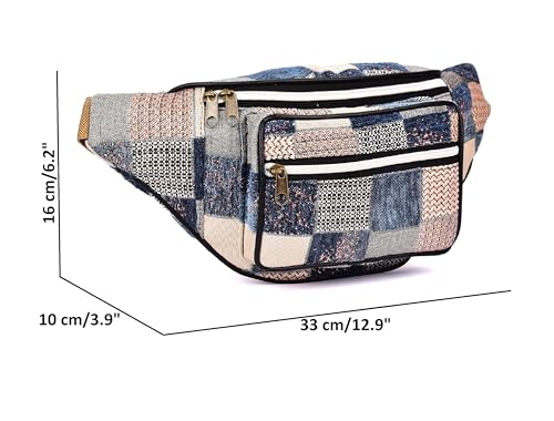 Image of K London Stylish Canvas Multi Colored Ethnic Design Waist Pack Waist Pouch Travel Pouch Passport Holder Waist Bag with Adjustable Strap(11702 Multi)