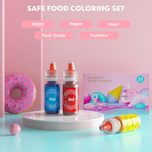 Image of Oil Based Food Coloring for Chocolate, 20 Colors Food Coloring Set for Cake Decorating - Nomeca Food Grade Edible Food Dye for Baking,Candy Melts Cookies Fondant - .25 Fl. Oz Bottles