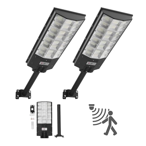 VEVOR 2 Farolas Solares para Exteriores 8000 W, 450 000 LM, de Anochecer a Amanecer, Reflector LED de Seguridad con Sensor de Movimiento, Iluminación Exterior Impermeable IP67, para Vehículos