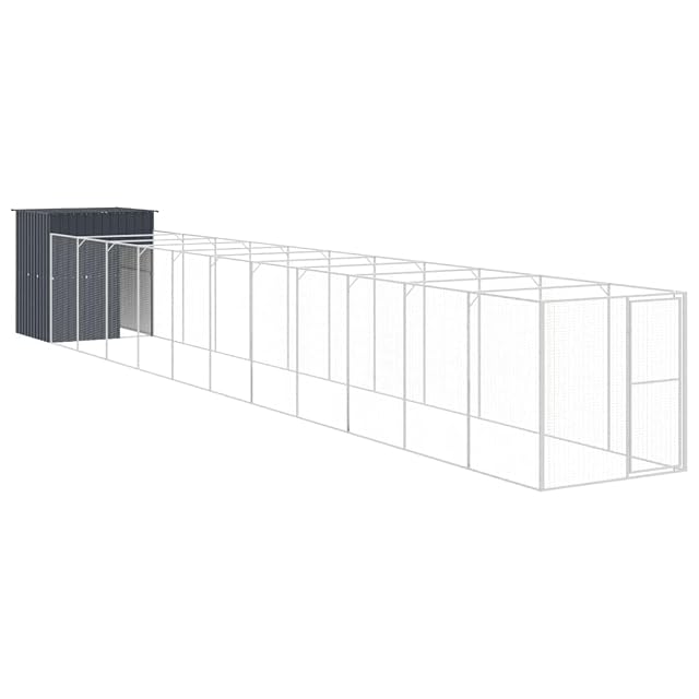 Foto 6 de 7 de vidaXL Caseta Perros con Corral Acero galvanizado Gris 165x1271x181 cm