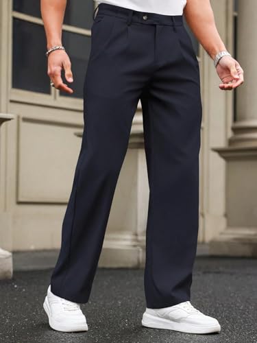 Image of SHIENZY Men's Formal Black Trousers | Tailored Fit Office Pants Workwear | Classic Formal Trousers for Men | Elegant and Comfortable Men's Formal Pants