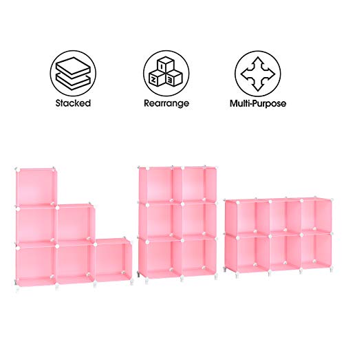 Cube de rangement rose 6 étagère modulable plastique armoire modulable rose - 7