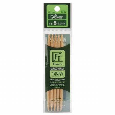 Aiguilles à tricoter double pointe en bambou Clover taille 8 pour tricot circulaire