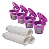 Irmidi 4 Pack Reusable K Cup Coffee Pods with100 Count Disposable Coffee Filters,Compatible with Keurig Single Serve 1.0 and 2.0