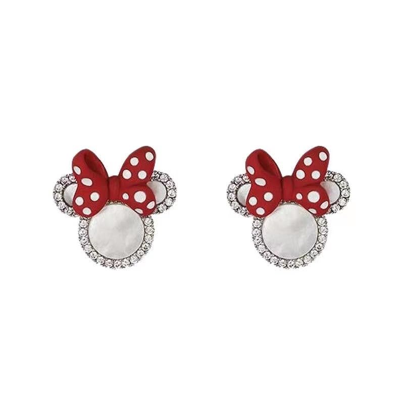 Yoimckay Pendientes de Mujer Dibujos Animados de Lazo Rojo,Pendientes de Diseño único Cartoon Animal,Pendientes de Circonita Cúbica Accesorios Joyería,Pendientes de Anime Moda Regalos para Damas Niñas y Amigos