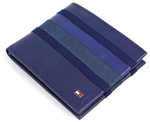 New Tommy Hilfiger Men's Leather Double Billfold Passcase Wallet & Valet/Cobalt #TOP2
