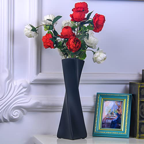 Ceramic Vase, Small Flower Vase Home Decor, Modern Farmhouse Decorative Vase, Dinner Table, Mantel, Entryway, Shelf, Centerpieces, Living Room Décor, Unique Geometric Vases Black Jarrones Decorativos #TOP4