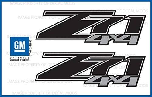 Decal Mods Calcomanías Z71 4x4, color negro, Blackout GMC Sierra (2007-2013) – FBLK Bed Side 1500 2500 HD (juego de 2) calcomanías de cabecera con