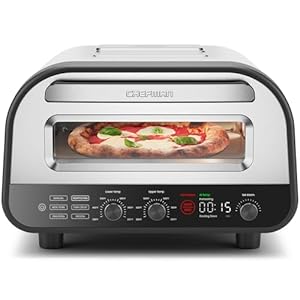 CHEFMAN Indoor Pizza Oven – Makes 12 Inch Pizzas in Minutes, Heats up to 800°F – Countertop Electric Pizza Maker with 5 Touchscreen Presets, Pizza Stone and Peel Included – Stainless Steel