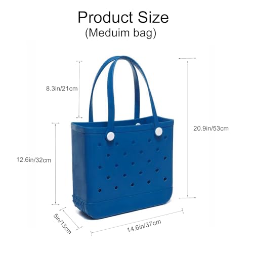 Large Rubber Beach Tote Bag for Women,15 inches, Large Capacity Tote Bag Handbag for Beach Travle Sports Market Pool Outdoor (Royal blue)2
