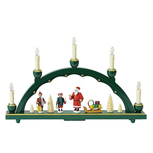 Richard Glaesser Erzgebirge Candle Arch with Santa, 48cm, Electrically Illuminated