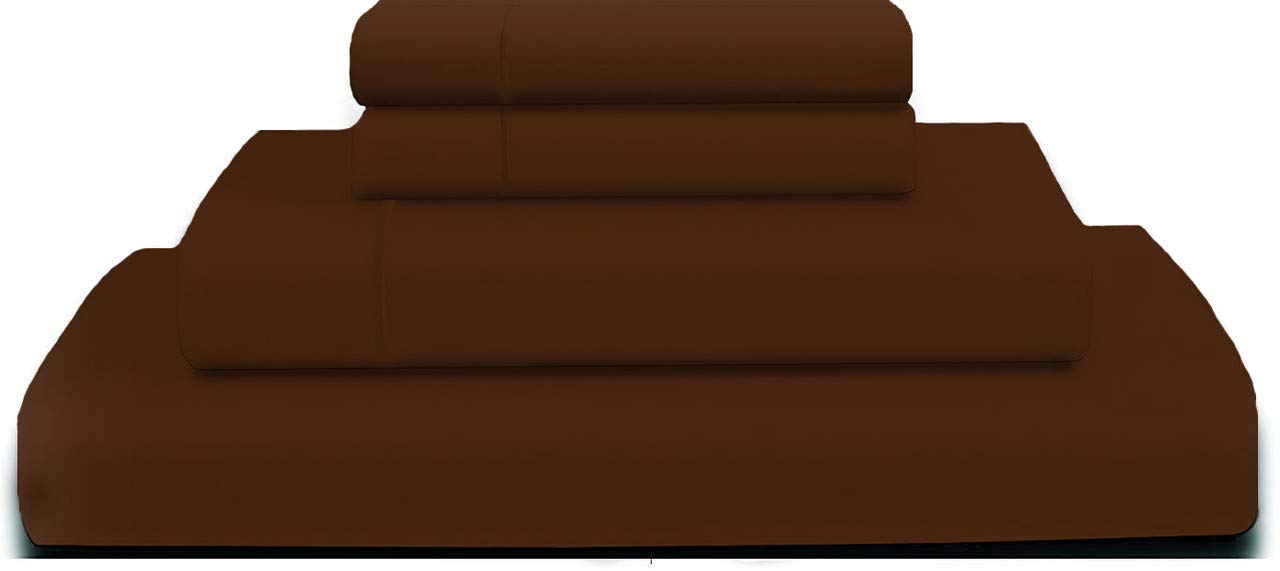 YRM Bedding's Egyptian Quality Bedsheet 100% Cotton 500-TC Extra Soft Coffee Brown Flat Bedsheet for Single Bed (66x96) with 2 Pillow Cases (18x28) 2