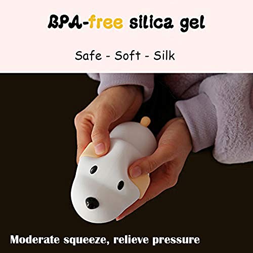 Image of One94Store Silicone Puppy Night Light for Kids | Rechargeable LED Lamp with Touch Sensor | 7-Color Cute Bedside Lamp for Baby & Kids Room Decor, Multicolor