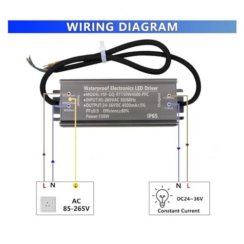 Convertisseur LED en aluminium IP65 boîtier robuste 4500mA AC vers DC - 6