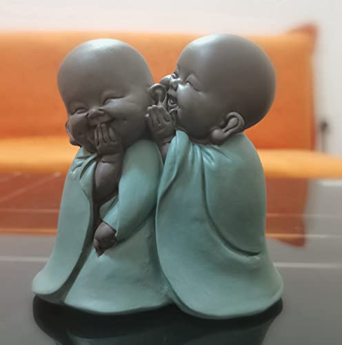 Fiyoeo Siamese Laughing Buddha Statues Sculptures Hand-Carved Buddha Statue Buddhism Lucky/Happy/Wealth/Peace Sign Home Decor Car Ornament #TOP7