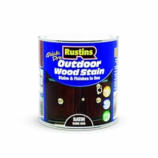 Rustins Quick Dry Outdoor Wood Stain Dark Oak 1L- Durable and Weather-Resistant Finish, Fast Drying, Vibrant Color for Decks, Fences, & Furniture, Available in Many Wood Shades
