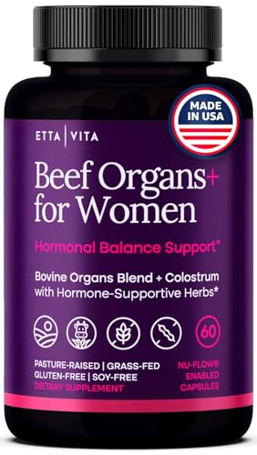 Primal Beef Organ Supplement for Women (Made in USA) Boosted w Shatavari, Maca, Ashwagandha, and Chasteberry - Grass Fed Uterus, Ovary, Liver, Kidney, Heart Bone Matrix, Gotu Kola and Queen Colostrum