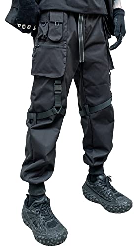 Men's Cyberpunk Buckle Straps Harem Pants with Pockets