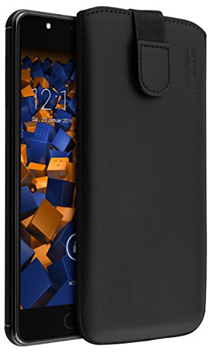mumbi Étui en Cuir véritable Compatible avec Wiko U Feel Prime Case Wallet en Cuir, Noir