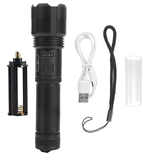 TANIQIACA Zoomable Flashlight with Electric Quantity Display and USB Rechargeable Strong Brightness for Outdoors and Emergencies, Featuring 5 Modes including SOS, Waterproof Design,