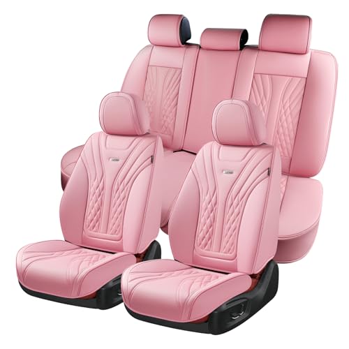 Image of Coverado Car Seat Covers Full Set, Automotive Front and Rear Seat Covers with Backrest, Nappa Leather Car Seat Protectors Waterproof, Universal for Most Vehicles