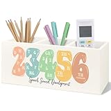 Yhtrg Speech Therapy Wooden Pen Pencil Holder for Desk, Speech Sound Development SLP Mental Health Wood Makeup Brush Toothbrush Holder Organizer for SLP Therapist Office Clinic Kids Room