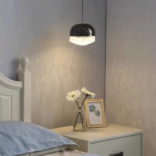 Lámpara de araña de cristal moderna con luces colgantes de acero negro 4