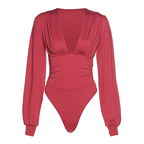 LinKeTop Body sexy à manches longues et col en V pour femme Cover