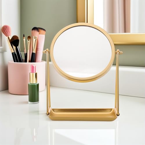 Espejo vintage dorado de mesa con bandeja organizadora para transformar tu tocador 8