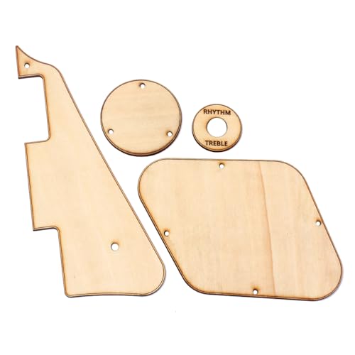Maple Wood Guitar Pickguard Set, 4pcs Light Yellow Cavity Cover, Pickup Selector Plate, 7.08x3.11x0.11in, Ideal for Electric Guitar Diy Replacement, Guitar Parts and Accessories
