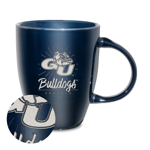 Rico Industries NCAA Gonzaga Bulldogs - Zags Sunburst 18oz Laser Engraved Ceramic Lustre Mug