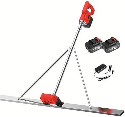 Cordless Concrete Vibrator, High-Performance Brushless Motor, 2 x 25000mA Lithium Batteries, 1.5M Concrete Leveling Tool, Efficient Vibrating for Smooth Finishes