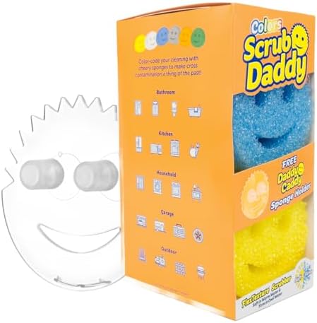 Scrub Daddy 6 Kitchen Sponges & 1 Daddy Caddy Dish Sponge Holder ...