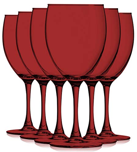Tabletop King Red 10 Oz Nuance Full Accent Wine Glasses - Set Of 6 Additional Vibrant Colors Available #TOP6