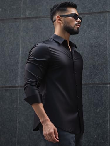 Image of IndoPrimo Men's Stylish Solid Satin Casual Shirt for Men Full Sleeve