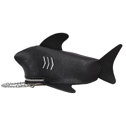PU Cute Funny 3D Shark Shoulder Crossbody Bag, Creative Cartoon Chain Phone Bag, Animal Style Dolphin Wallet Purse For Women