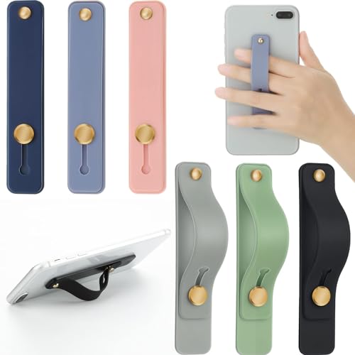 6 Pieces Phone Grip Holder Cell Phone Grip Strap Telescopic Finger Strap Stand Universal Finger Kickstand for Most Smartphones (Soft Colors)